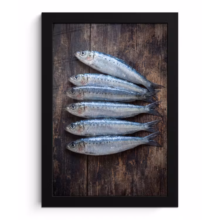 Framed Prints - Fish - Wood - Food - Vis - Hout - Eten fotolijst zwart zonder passe partout klein