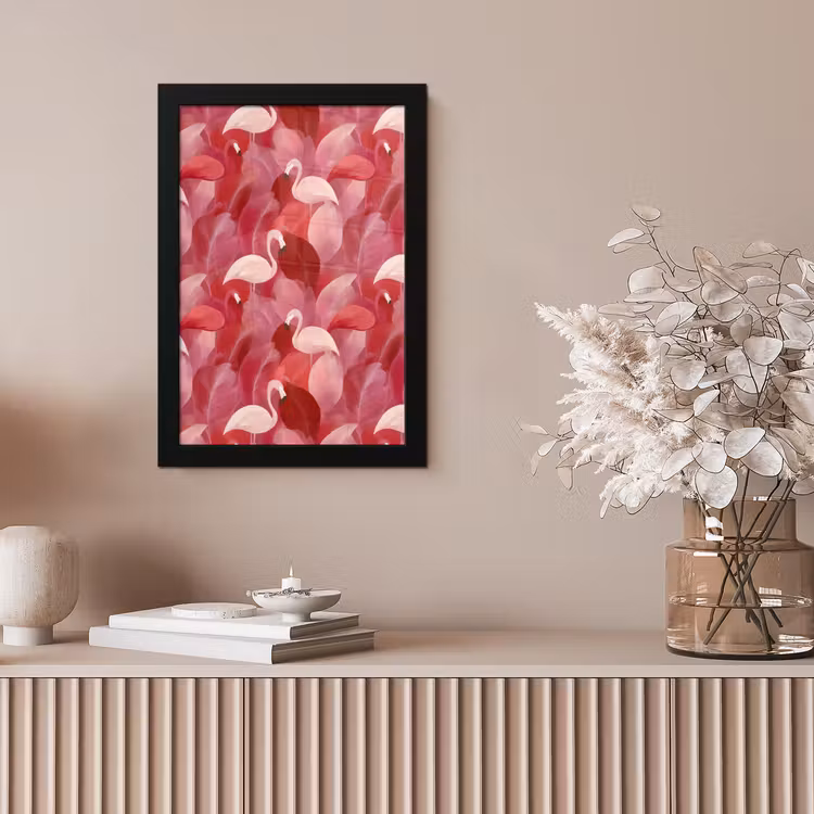 Flamingo - Botanisch - Elegant - Roze - Rood fotolijst zwart zonder passe partout klein 224 -sfeer5