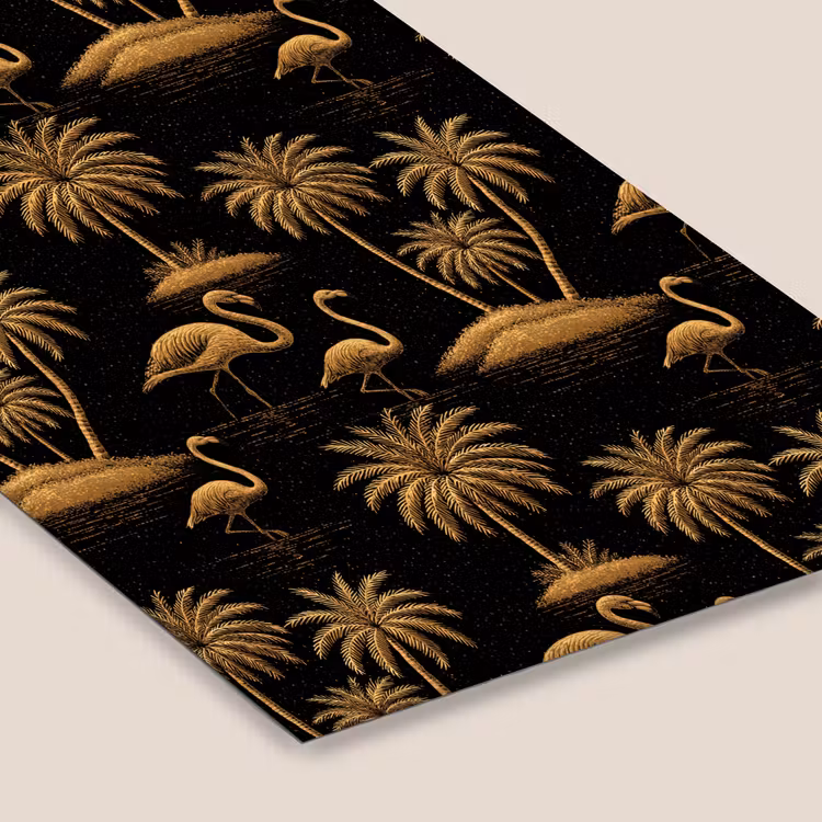 Flamingo - Palmbomen - Tropisch - Goud - Zwart fotolijst zwart zonder passe partout klein 224 -zsfeer6