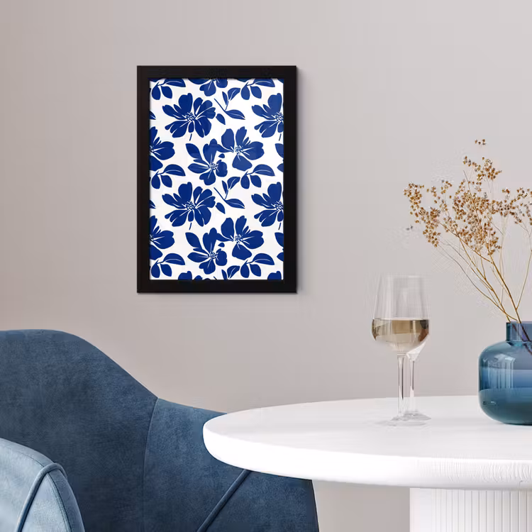Floraal - Modern - Blauw fotolijst zwart zonder passe partout klein 224 -sfeer4