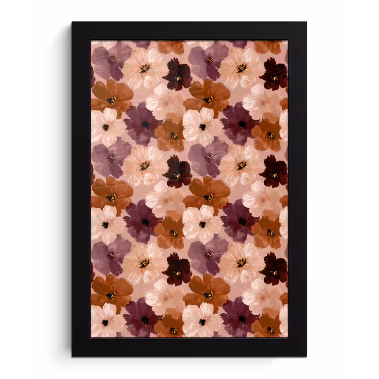 Bloemen - Abstract - Aardetinten fotolijst zwart zonder passe partout klein 224 -3d