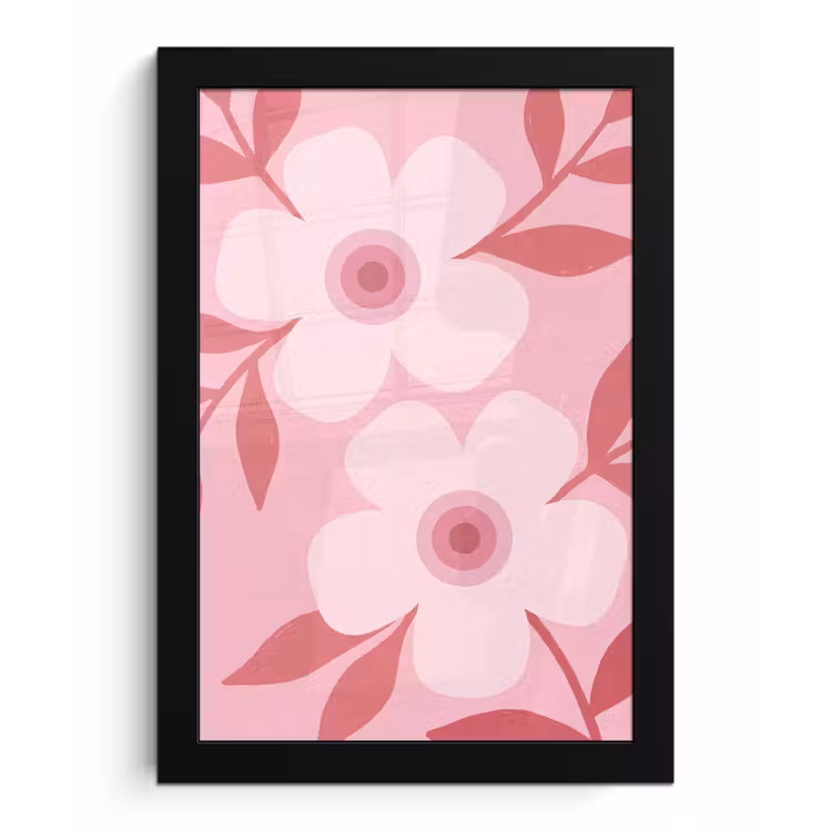 Bloemen - Abstract - Modern - Roze - Natuur fotolijst zwart zonder passe partout klein -3d