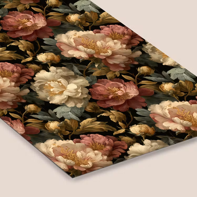 Bloemen - Barok - Patroon - Roze - Crème fotolijst zwart zonder passe partout klein 224 -zsfeer6