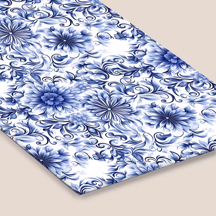 Bloemen - Blauw - Patroon - Wit fotolijst zwart zonder passe partout klein 224 -zsfeer6