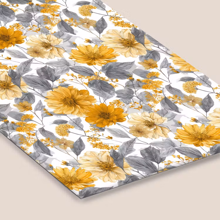 Bloemen - Botanisch - Elegant - Okergeel - Grijs fotolijst zwart zonder passe partout klein 224 -zsfeer6