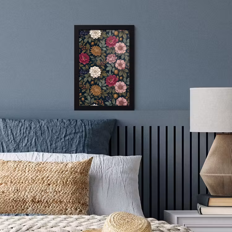 Bloemen - Botanisch - Illustratie - Donker - Vintage fotolijst zwart zonder passe partout klein -sfeer3