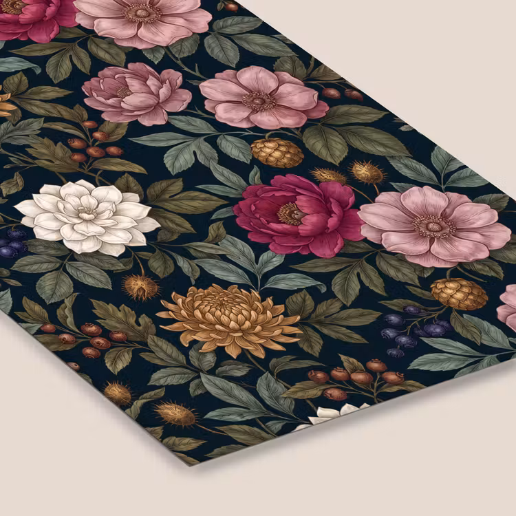 Bloemen - Botanisch - Illustratie - Donker - Vintage fotolijst zwart zonder passe partout klein -zsfeer6