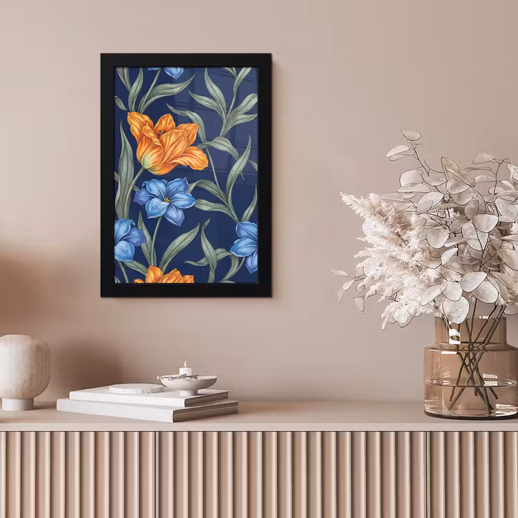 Framed Prints - Flowers - Botanical - Pattern - Bloemen - Botanisch - Patroon fotolijst zwart zonder passe partout klein