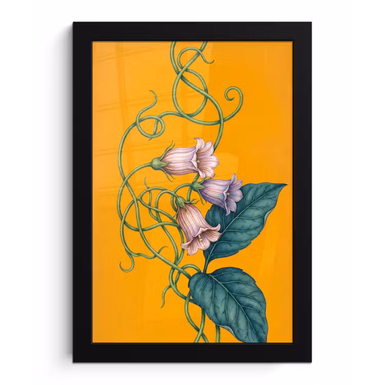 Framed Prints - Flowers - Botanical - Yellow - Bloemen - Botanisch - Geel fotolijst zwart zonder passe partout klein