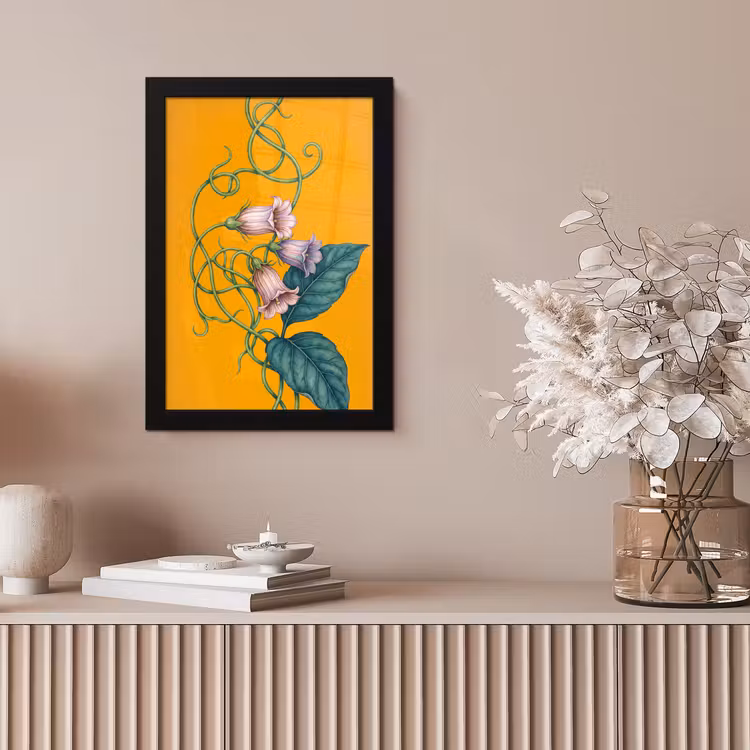Framed Prints - Flowers - Botanical - Yellow - Bloemen - Botanisch - Geel fotolijst zwart zonder passe partout klein