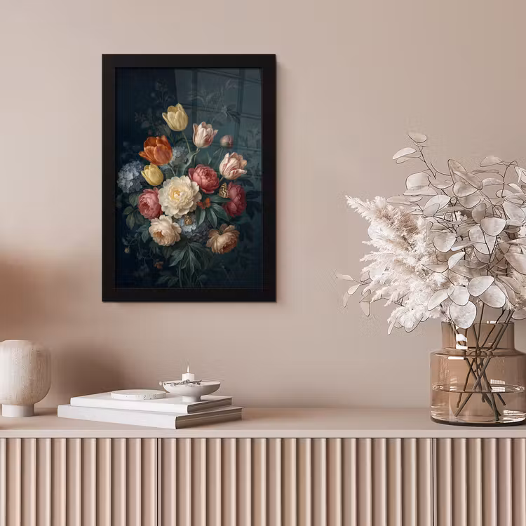 Bloemen - Boeket - Natuur - Klassiek - Donker fotolijst zwart zonder passe partout klein -sfeer5
