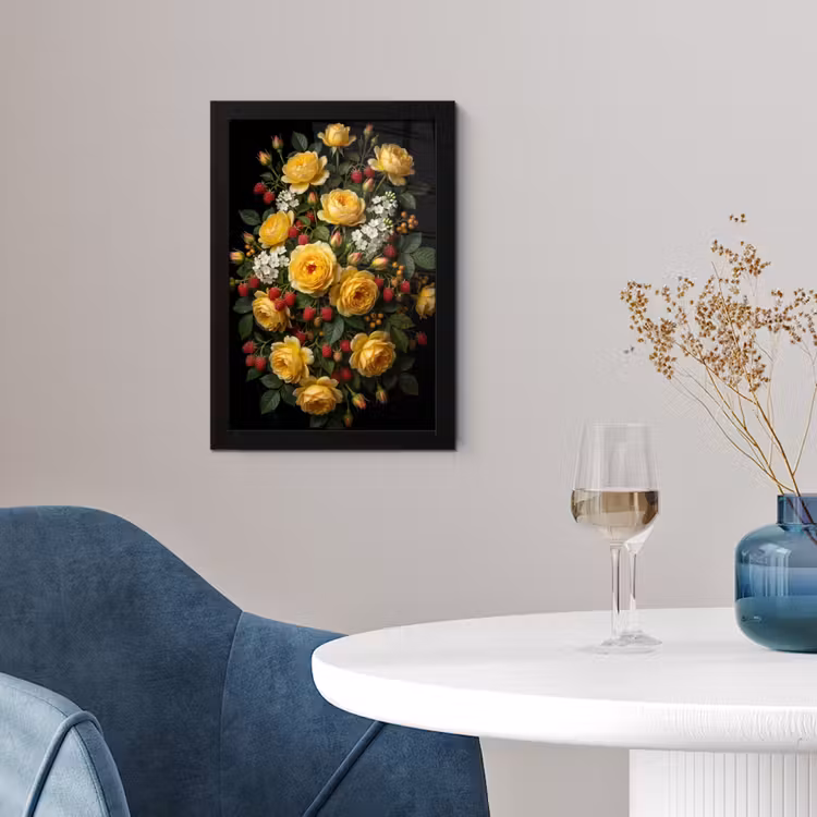 Bloemen - Boeket - Natuur - Klassiek - Geel fotolijst zwart zonder passe partout klein -sfeer4