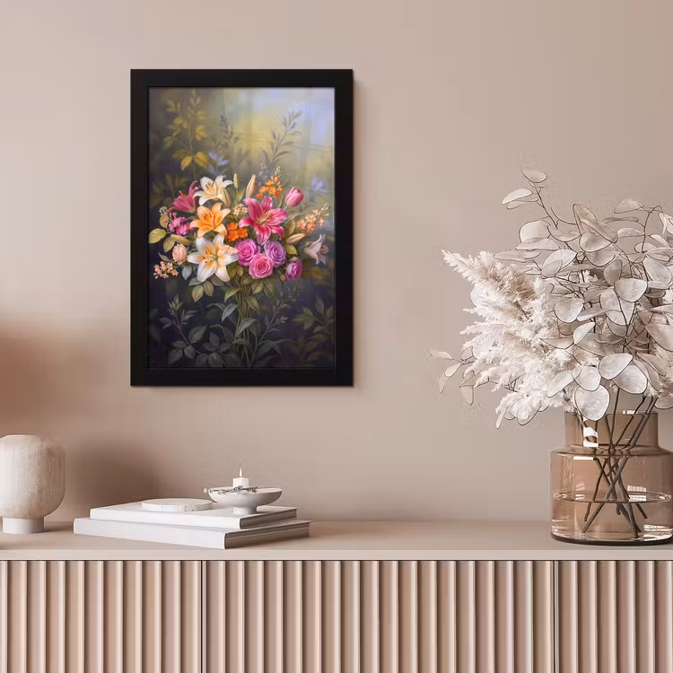Bloemen - Boeket - Natuur - Kleurrijk - Modern fotolijst zwart zonder passe partout klein -sfeer5