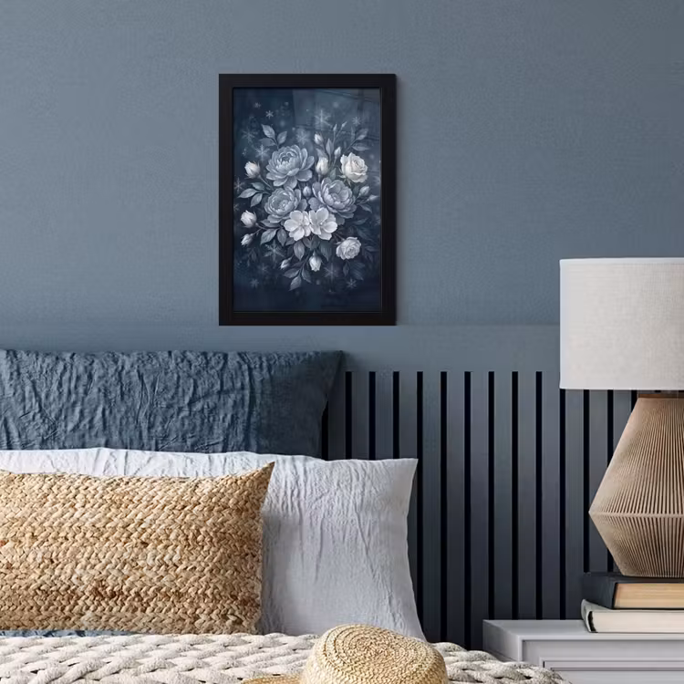 Bloemen - Boeket - Winter - Abstract - Blauw fotolijst zwart zonder passe partout klein -sfeer3