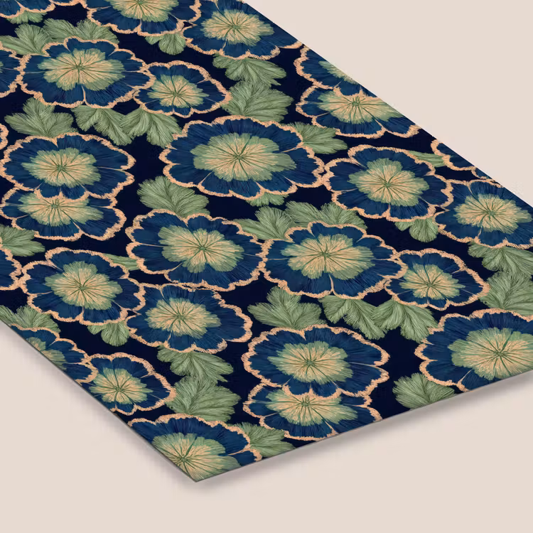 Bloemen - Borduurwerk - Patroon - Blauw - Groen fotolijst zwart zonder passe partout klein 224 -zsfeer6