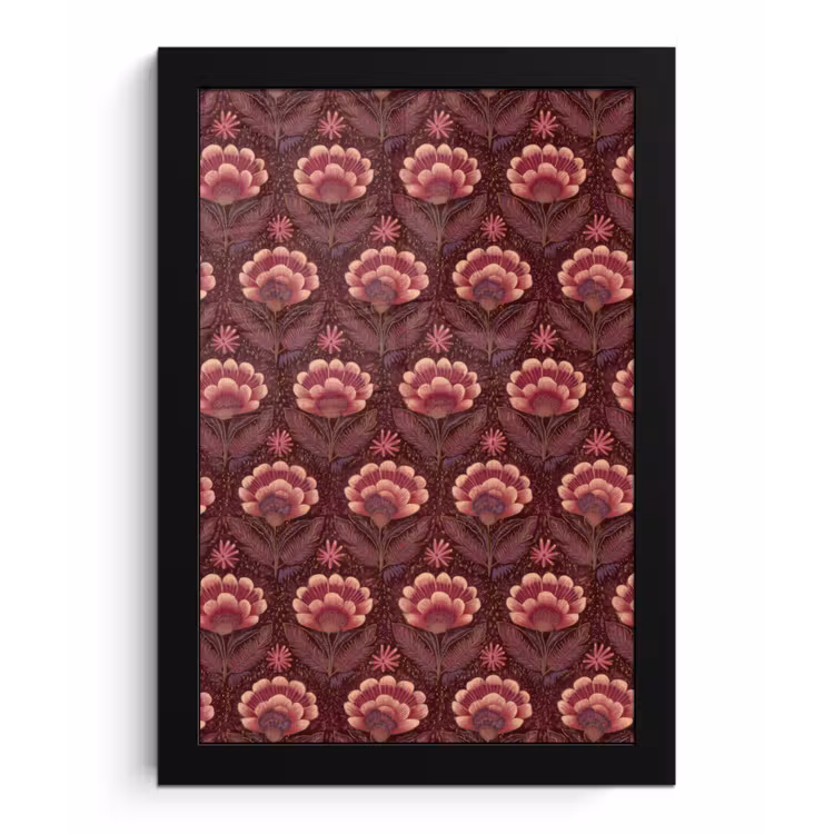 Bloemen - Waaier - Paars fotolijst zwart zonder passe partout klein 224 -3d