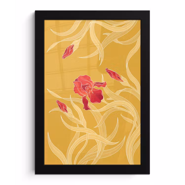 Framed Prints - Flowers - Illustration - Red - Bloemen - Illustratie - Rood fotolijst zwart zonder passe partout klein