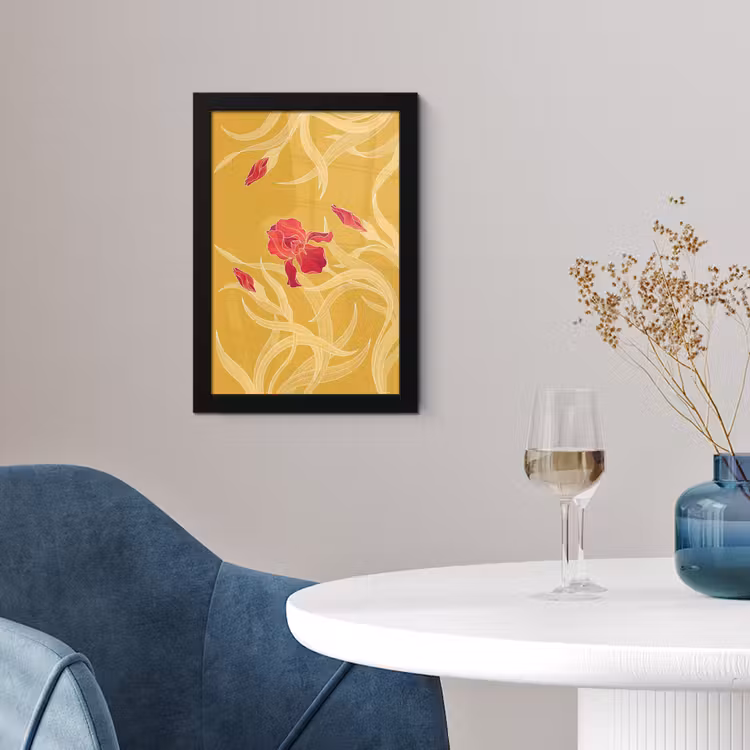 Framed Prints - Flowers - Illustration - Red - Bloemen - Illustratie - Rood fotolijst zwart zonder passe partout klein