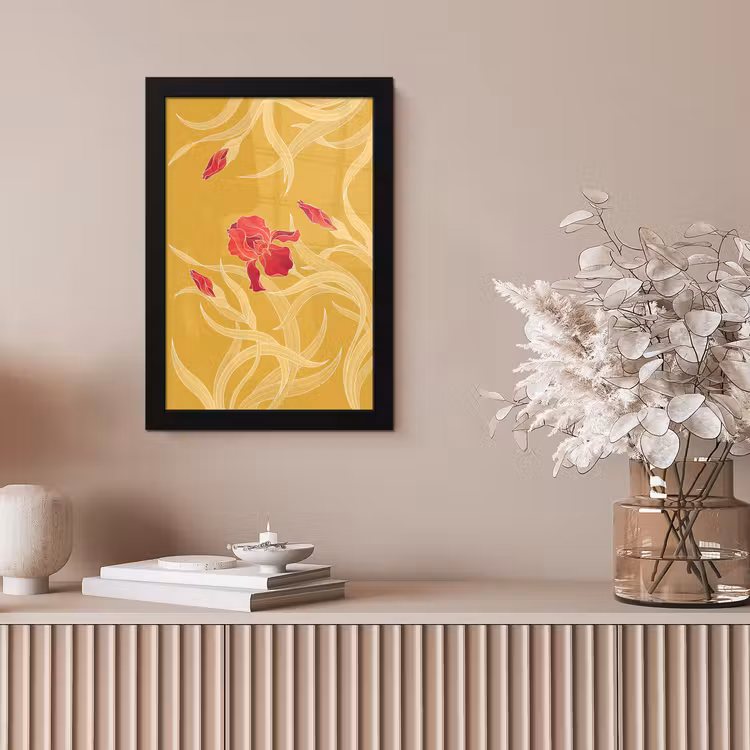 Framed Prints - Flowers - Illustration - Red - Bloemen - Illustratie - Rood fotolijst zwart zonder passe partout klein