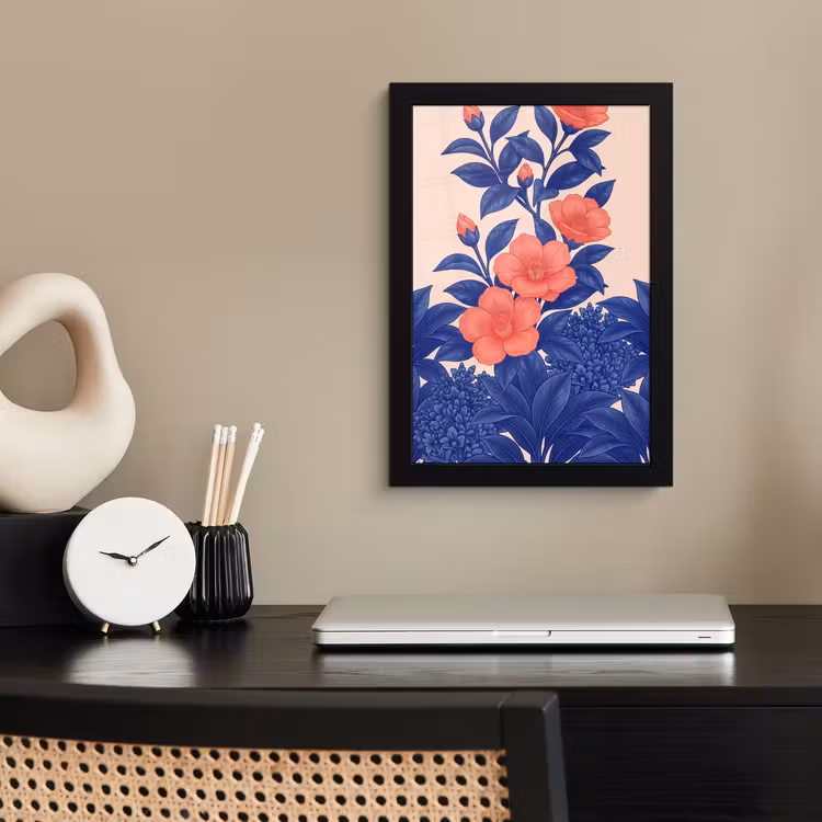 Framed Prints - Flowers - Leaves - Botanical - Bloemen - Bladeren - Botanisch fotolijst zwart zonder passe partout klein