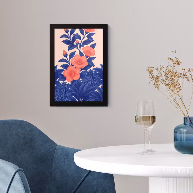 Framed Prints - Flowers - Leaves - Botanical - Bloemen - Bladeren - Botanisch fotolijst zwart zonder passe partout klein