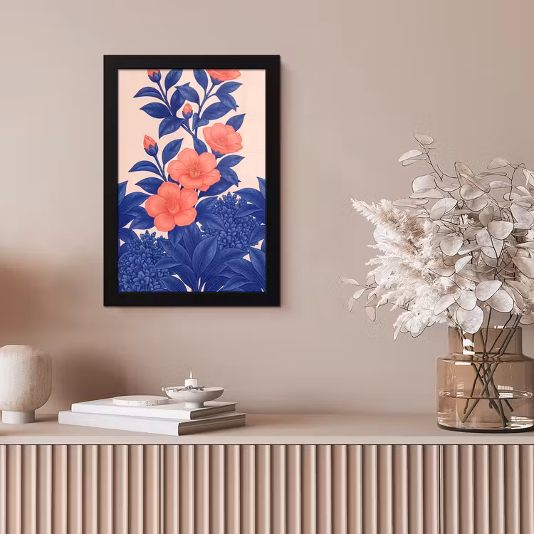 Framed Prints - Flowers - Leaves - Botanical - Bloemen - Bladeren - Botanisch fotolijst zwart zonder passe partout klein