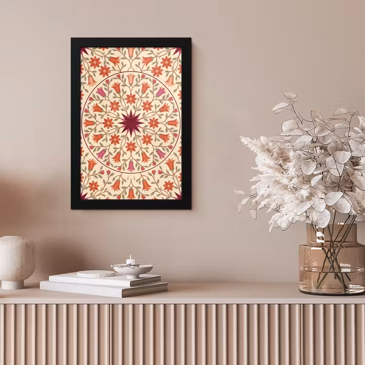 Bloemen - Mandala - Decoratief - Rood fotolijst zwart zonder passe partout klein -sfeer5