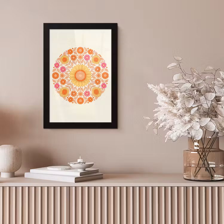 Bloemen - Mandala - Patroon - Kleurrijk fotolijst zwart zonder passe partout klein -sfeer5