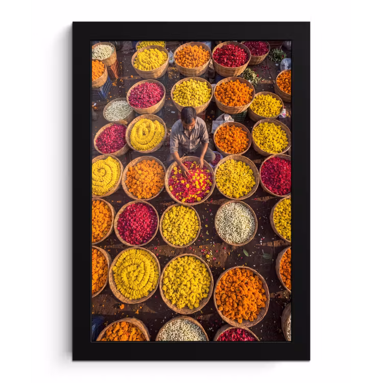 Framed Prints - Flowers - Market - Colorful - Bloemen - Markt - Kleurrijk fotolijst zwart zonder passe partout klein