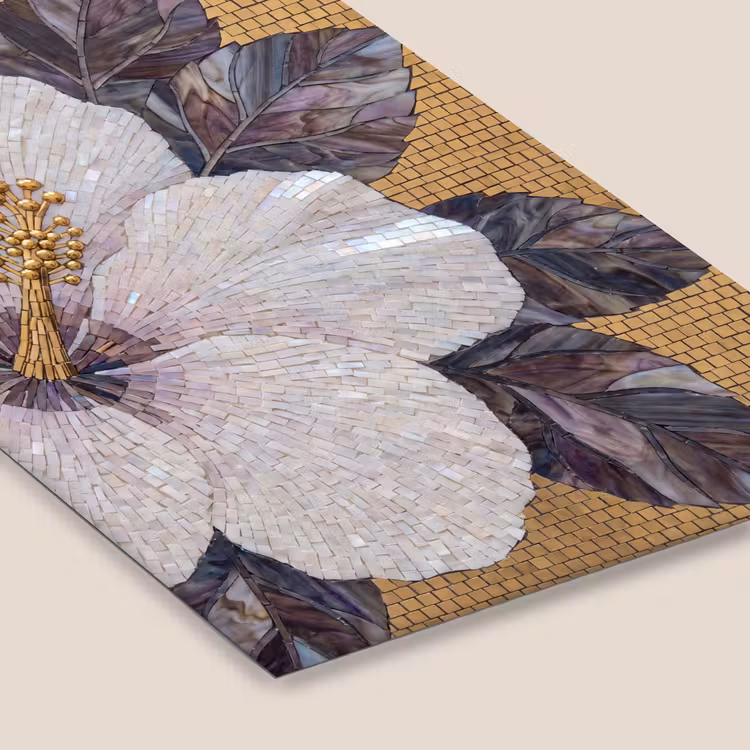 Bloemen - Mozaïek - Kunst - Modern - Goud fotolijst zwart zonder passe partout klein -zsfeer6