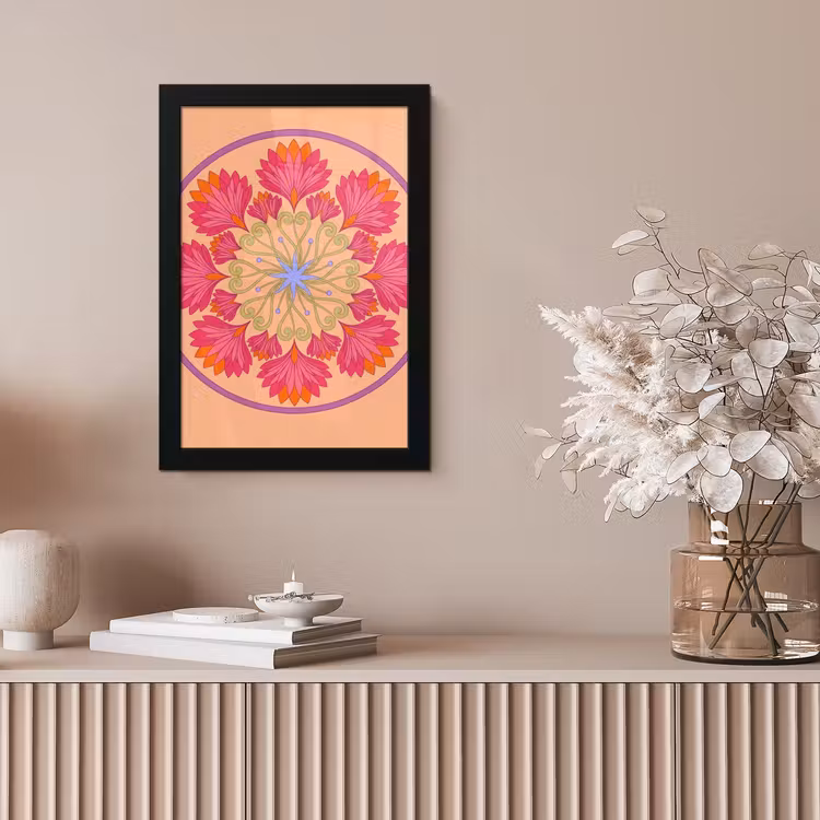 Bloemen - Patroon - Abstract - Roze - Decoratief fotolijst zwart zonder passe partout klein -sfeer5
