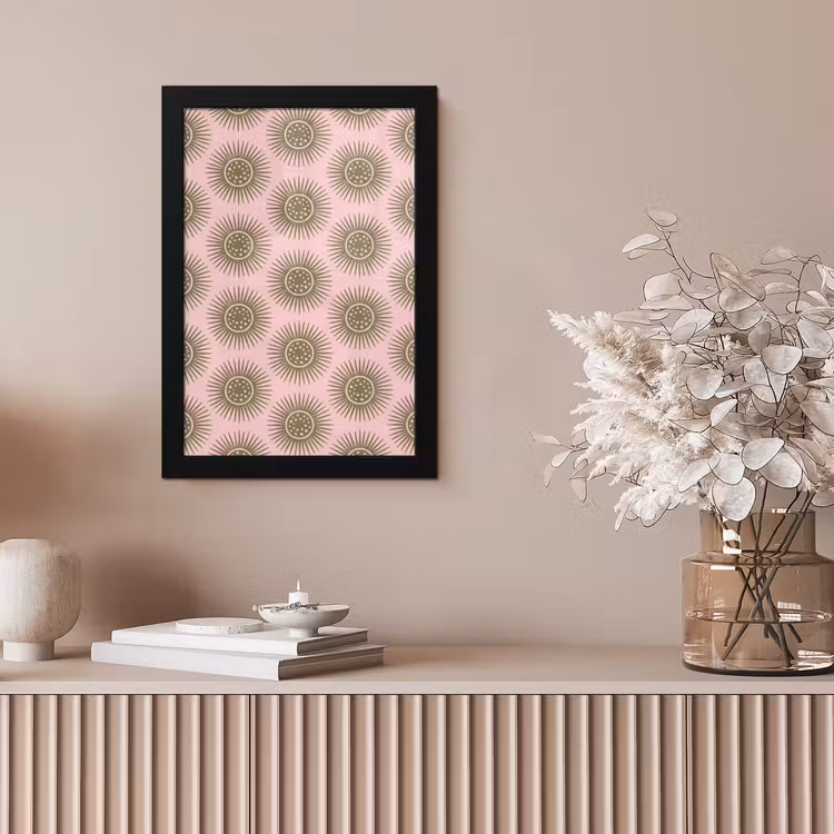 Bloemen - Patroon - Abstract - Roze - Groen fotolijst zwart zonder passe partout klein -sfeer5