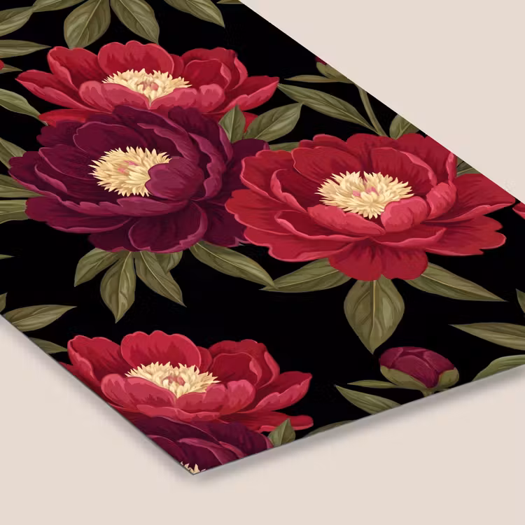 Bloemen - Patroon - Botanisch - Rood - Zwart fotolijst zwart zonder passe partout klein -zsfeer6
