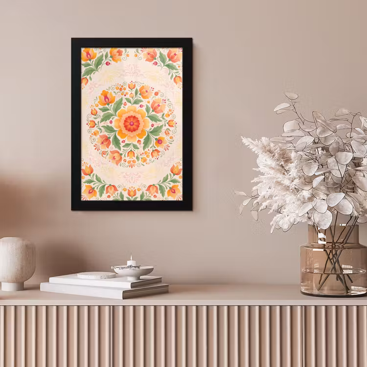 Bloemen - Patroon - Decoratief - Oranje fotolijst zwart zonder passe partout klein -sfeer5