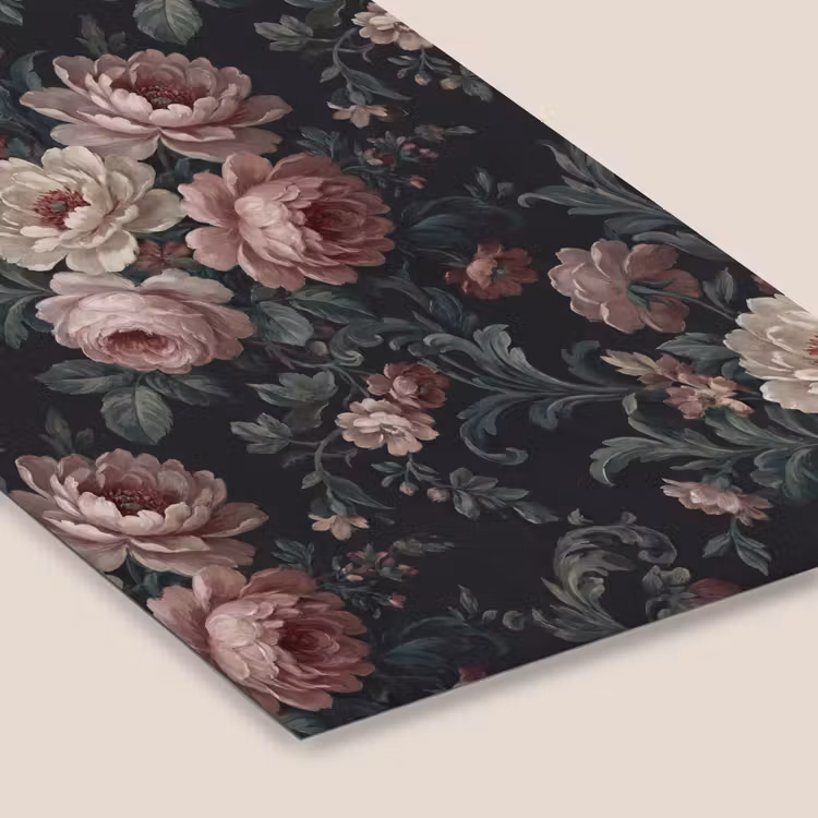 Bloemen - Patroon - Sierlijk - Roze - Donker fotolijst zwart zonder passe partout klein -zsfeer6