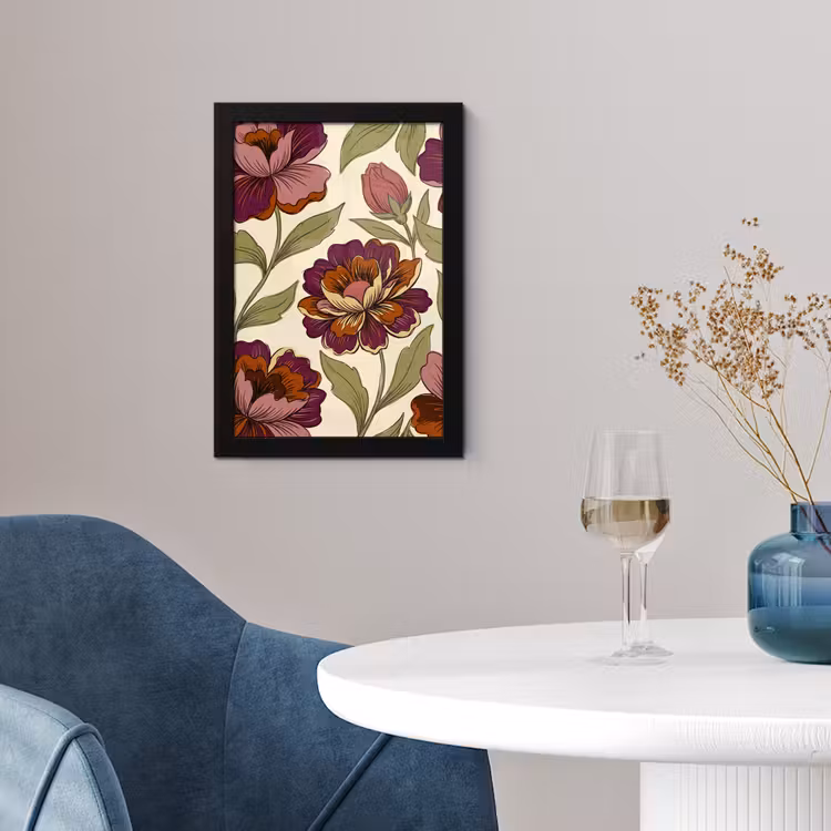 Bloemen - Patroon - Natuur - Modern - Paars fotolijst zwart zonder passe partout klein -sfeer4