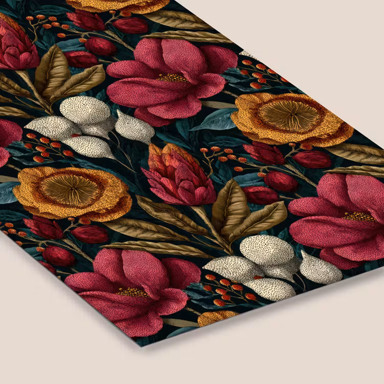 Bloemen - Patroon - Rood - Goud fotolijst zwart zonder passe partout klein 224 -zsfeer6