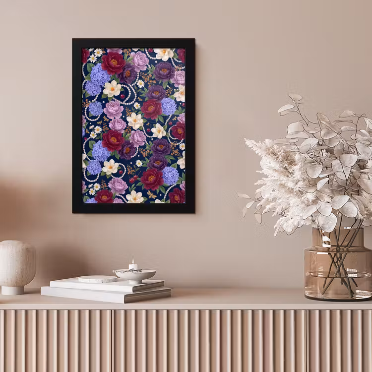 Bloemen - Parels - Decoratie - Modern - Blauw fotolijst zwart zonder passe partout klein -sfeer5