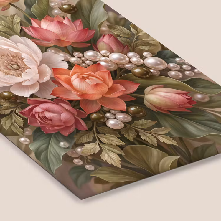 Bloemen - Parels - Elegant - Roze - Wit fotolijst zwart zonder passe partout klein -zsfeer6