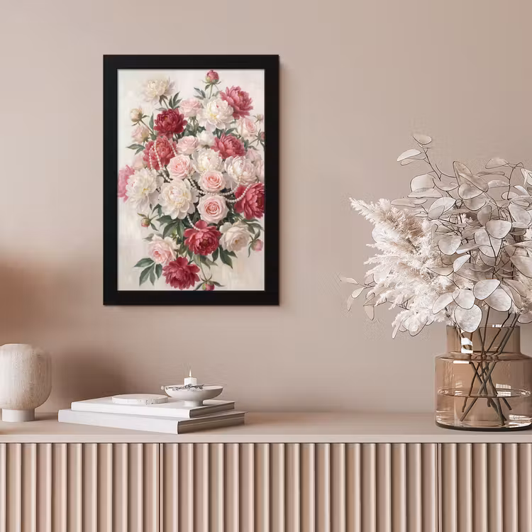 Bloemen - Parels - Romantiek - Klassiek - Roze fotolijst zwart zonder passe partout klein -sfeer5