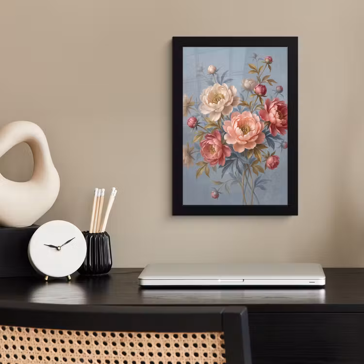 Bloemen - Roze - Beige - Modern - Natuur fotolijst zwart zonder passe partout klein -sfeer1