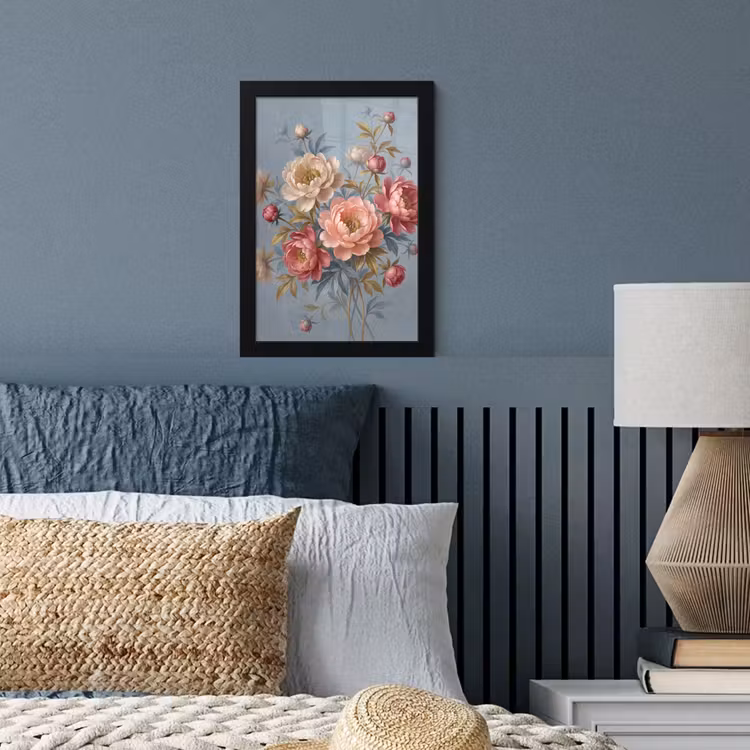 Bloemen - Roze - Beige - Modern - Natuur fotolijst zwart zonder passe partout klein -sfeer3