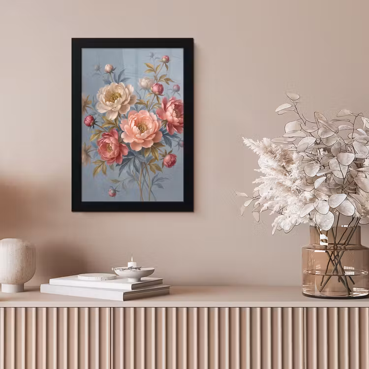 Bloemen - Roze - Beige - Modern - Natuur fotolijst zwart zonder passe partout klein -sfeer5