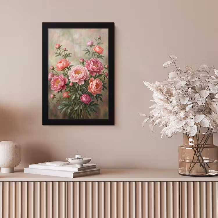 Bloemen - Roze - Klassiek - Gedetailleerd - Natuur fotolijst zwart zonder passe partout klein -sfeer5