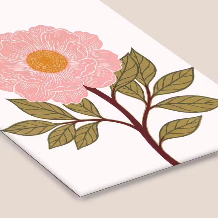 Framed Prints - Flowers - Pink - Illustration - Bloemen - Roze - Illustratie fotolijst zwart zonder passe partout klein
