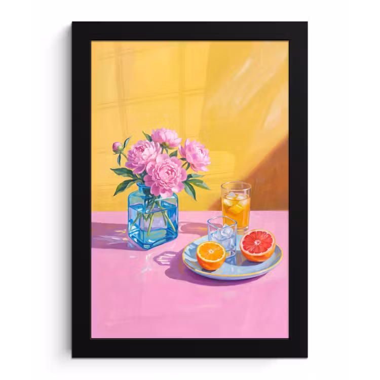 Framed Prints - Flowers - Pink - Modern - Bloemen - Roze - Modern fotolijst zwart zonder passe partout klein