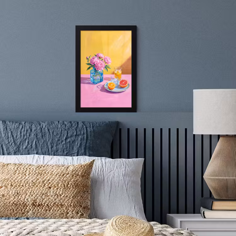Framed Prints - Flowers - Pink - Modern - Bloemen - Roze - Modern fotolijst zwart zonder passe partout klein