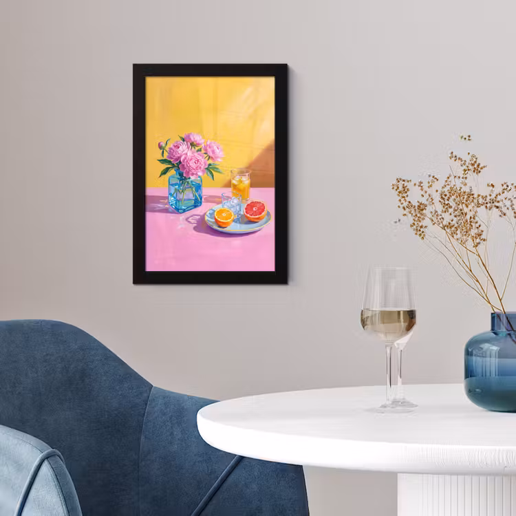 Framed Prints - Flowers - Pink - Modern - Bloemen - Roze - Modern fotolijst zwart zonder passe partout klein