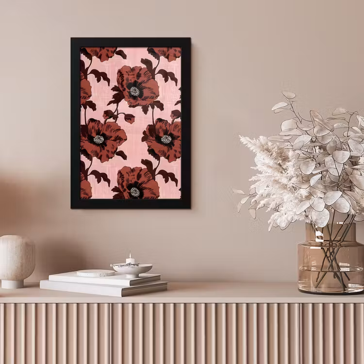 Bloemen - Retro - Rood fotolijst zwart zonder passe partout klein 224 -sfeer5