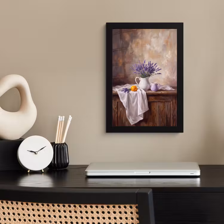 Framed Prints - Flowers - Still Life - Purple - Bloemen - Stilleven - Paars fotolijst zwart zonder passe partout klein